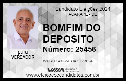 Candidato BOMFIM DO DEPOSITO 2024 - ACARAPE - Eleições