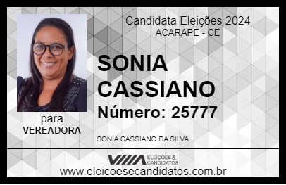 Candidato SONIA CASSIANO 2024 - ACARAPE - Eleições