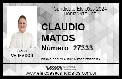 Candidato CLAUDIO MATOS 2024 - HORIZONTE - Eleições