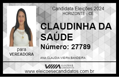 Candidato CLAUDINHA DA SAÚDE 2024 - HORIZONTE - Eleições