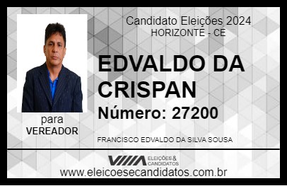 Candidato EDVALDO DA CRISPAN 2024 - HORIZONTE - Eleições