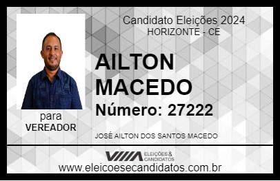 Candidato AILTON MACEDO 2024 - HORIZONTE - Eleições