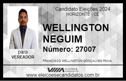 Candidato WELLINGTON NEGUIM 2024 - HORIZONTE - Eleições