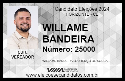 Candidato WILLAME BANDEIRA 2024 - HORIZONTE - Eleições