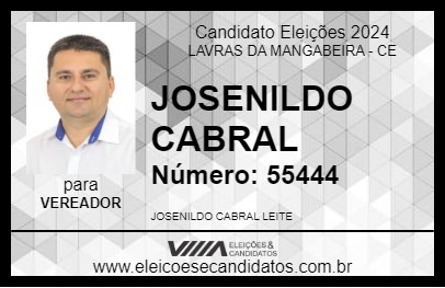 Candidato JOSENILDO CABRAL 2024 - LAVRAS DA MANGABEIRA - Eleições