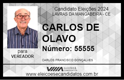 Candidato CARLOS DE OLAVO 2024 - LAVRAS DA MANGABEIRA - Eleições