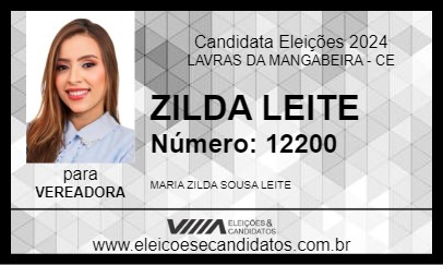 Candidato ZILDA LEITE 2024 - LAVRAS DA MANGABEIRA - Eleições