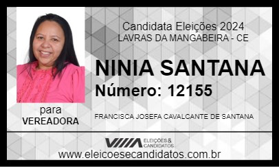 Candidato NINIA SANTANA 2024 - LAVRAS DA MANGABEIRA - Eleições