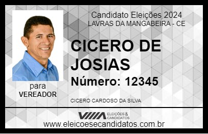 Candidato CICERO DE JOSIAS 2024 - LAVRAS DA MANGABEIRA - Eleições