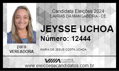 Candidato JEYSSE UCHOA 2024 - LAVRAS DA MANGABEIRA - Eleições