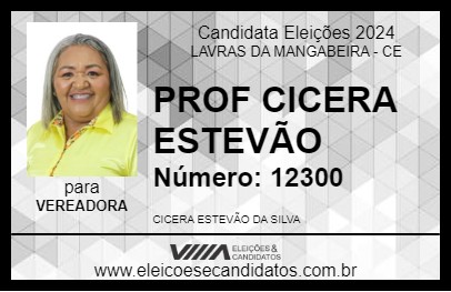 Candidato PROF CICERA ESTEVÃO 2024 - LAVRAS DA MANGABEIRA - Eleições