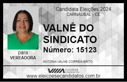 Candidato VALNÊ DO SINDICATO 2024 - CARNAUBAL - Eleições