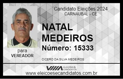 Candidato NATAL MEDEIROS 2024 - CARNAUBAL - Eleições