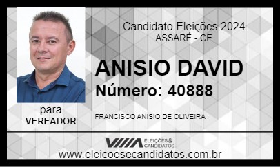 Candidato ANISIO DAVID 2024 - ASSARÉ - Eleições