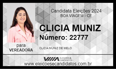 Candidato CLICIA MUNIZ 2024 - BOA VIAGEM - Eleições