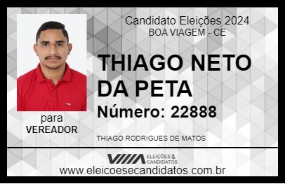 Candidato THIAGO NETO DA PETA 2024 - BOA VIAGEM - Eleições