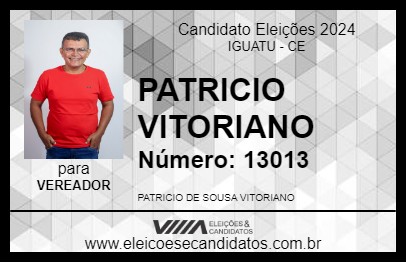 Candidato PATRICIO VITORIANO 2024 - IGUATU - Eleições