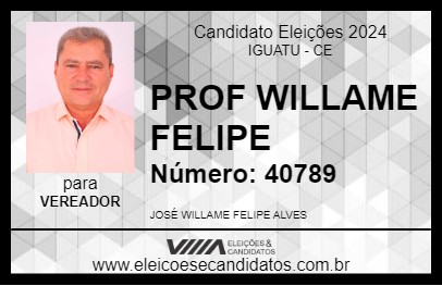 Candidato PROF WILLAME FELIPE 2024 - IGUATU - Eleições