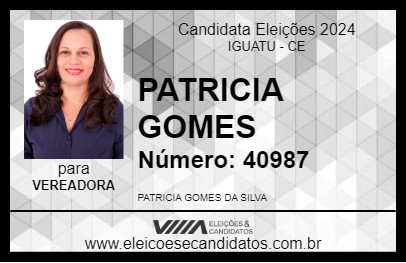 Candidato PATRICIA GOMES 2024 - IGUATU - Eleições