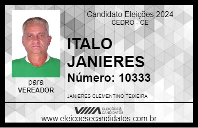 Candidato ITALO JANIERES 2024 - CEDRO - Eleições