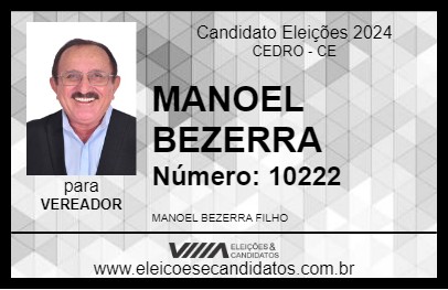 Candidato MANOEL BEZERRA 2024 - CEDRO - Eleições