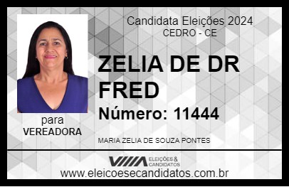 Candidato ZELIA DE DR FRED 2024 - CEDRO - Eleições