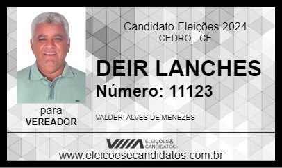 Candidato DEIR LANCHES 2024 - CEDRO - Eleições