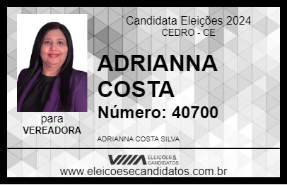 Candidato ADRIANNA COSTA 2024 - CEDRO - Eleições