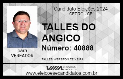 Candidato TALLES DO ANGICO 2024 - CEDRO - Eleições