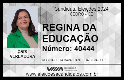 Candidato REGINA DA EDUCAÇÃO 2024 - CEDRO - Eleições