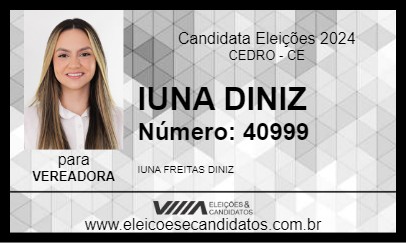 Candidato IUNA DINIZ 2024 - CEDRO - Eleições