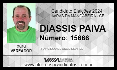 Candidato DIASSIS PAIVA 2024 - LAVRAS DA MANGABEIRA - Eleições