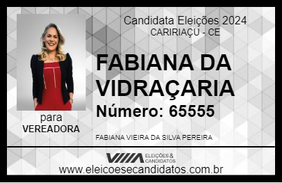 Candidato FABIANA DA VIDRAÇARIA 2024 - CARIRIAÇU - Eleições