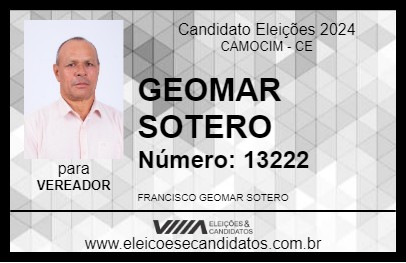 Candidato GEOMAR SOTERO 2024 - CAMOCIM - Eleições