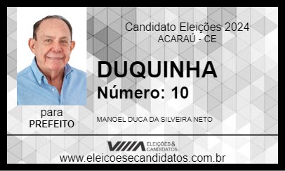 Candidato DUQUINHA 2024 - ACARAÚ - Eleições