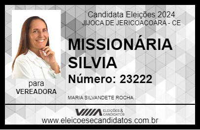 Candidato MISSIONÁRIA SILVIA 2024 - JIJOCA DE JERICOACOARA - Eleições