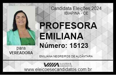 Candidato PROFESSORA EMILIANA 2024 - IBIAPINA - Eleições