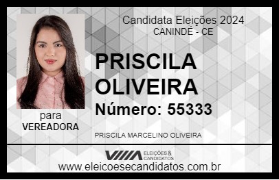 Candidato PRISCILA OLIVEIRA 2024 - CANINDÉ - Eleições