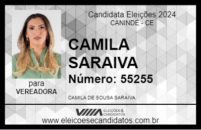 Candidato CAMILA SARAIVA 2024 - CANINDÉ - Eleições