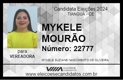 Candidato MYKELE MOURÃO 2024 - TIANGUÁ - Eleições