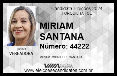 Candidato MIRIAM SANTANA 2024 - FORQUILHA - Eleições