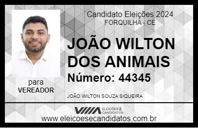 Candidato JOÃO WILTON DOS ANIMAIS 2024 - FORQUILHA - Eleições