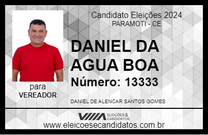 Candidato DANIEL DA AGUA BOA 2024 - PARAMOTI - Eleições