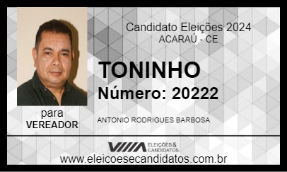 Candidato TONINHO 2024 - ACARAÚ - Eleições