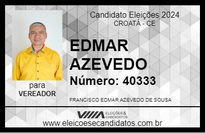 Candidato EDMAR AZEVEDO 2024 - CROATÁ - Eleições