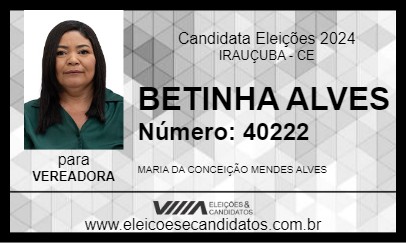 Candidato BETINHA ALVES 2024 - IRAUÇUBA - Eleições