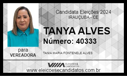 Candidato TANYA ALVES 2024 - IRAUÇUBA - Eleições