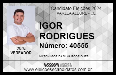 Candidato IGOR RODRIGUES 2024 - VÁRZEA ALEGRE - Eleições