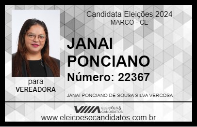 Candidato JANAI PONCIANO 2024 - MARCO - Eleições