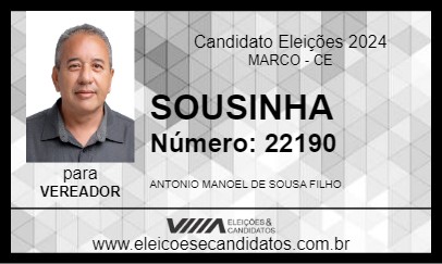 Candidato SOUSINHA 2024 - MARCO - Eleições